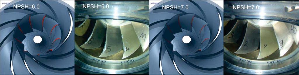 NPSH=5.98 NPSH=4.31 NPSH=4.08 NPSH=3.90 Figure 11.Cavitation forms at Q/Qopt=1.33 for different NPSH values - suction side view NPSH=5.98 NPSH=4.31 NPSH=4.08 NPSH=3.90 Figure 12.