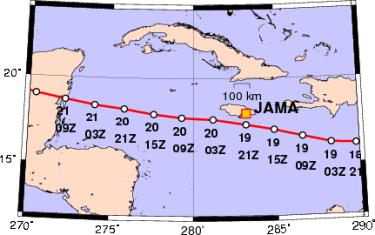 4. HURRICANE DEAN CASE There are very few hurricanes observed in Caribbean GPS network in 2007; Dean, Noel, and Felix as shown in Figure 8.
