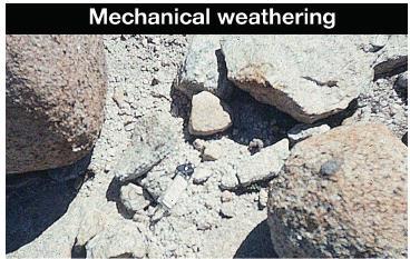 23.1 Forms of weathering * Mechanical (Physical) weathering occurs when forces