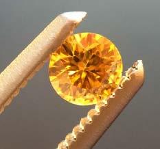 in larger sizes 0.12 carat fancy vivid orangey-yellow brilliant Two independent paths to potential diamond value upside (requires bigger bulk sample): 1.