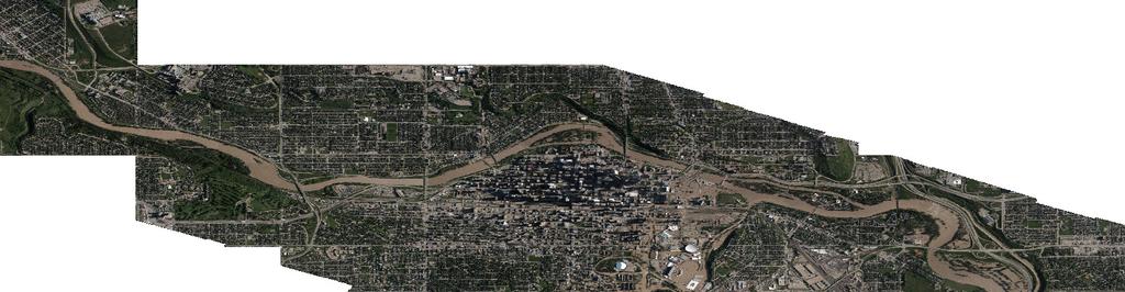 The downtown core of Calgary and also Stampede Park (to the southeast of the downtown area) are two areas that were severely affected by the flood.