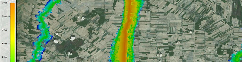 Figure 3. 100-year flood depth map for Richelieu River near Henryville, QC (Left).