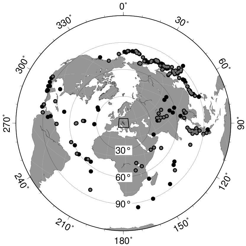 Events used in the tomographic inversion: May 2006 to Aug 2007 225 events used