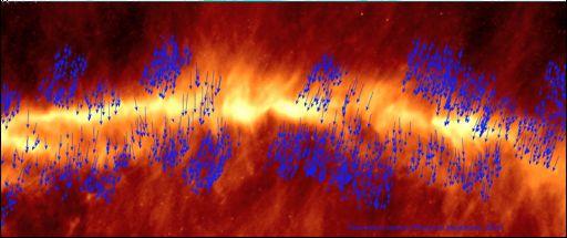 Polarization vectors overlaid on Herschel image of Musca B field Cambrésy 1999 See