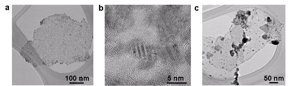 Supplementary Figure S16 TEM analysis of metal-mos 2 hybrid nanomaterials prepared in the absence of surfactants.