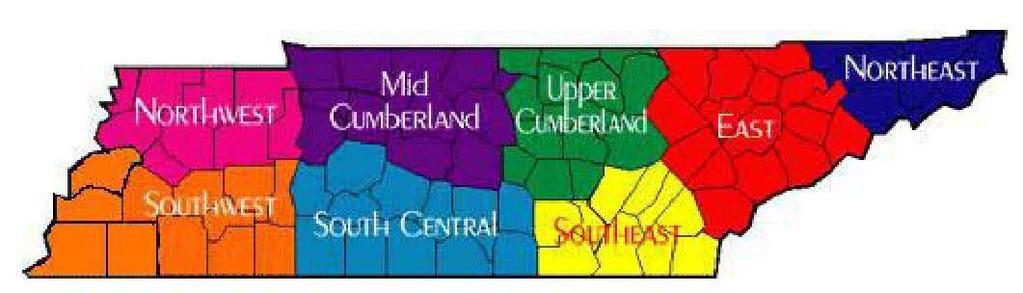 Tennessee Regional and Metropolitan Area Maps Tennessee Regional and Metropolitan Area Map Tennessee is divided into eight (8) major regions and four (4) metropolitan areas.