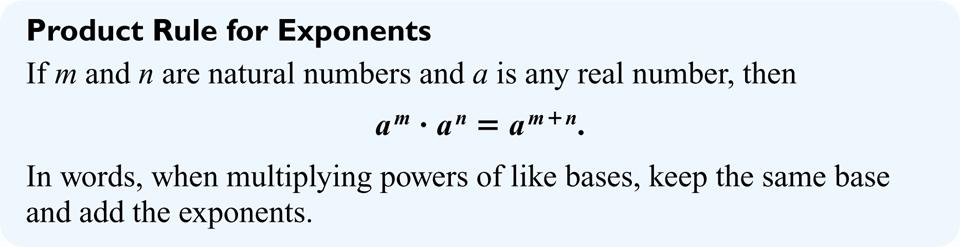 Use the product rule for exponents.