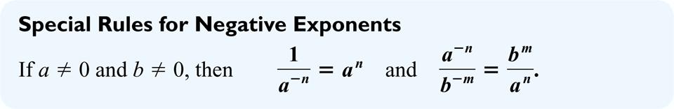 Special Rules for Negative Exponents Copyright