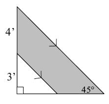 4. Given the following points: A( 3, 7 ) and B(, 5) The slope of AB is The midpoint of AB is The length of AB is _ 5. Find the area and the perimeter of the shaded region in the diagram.