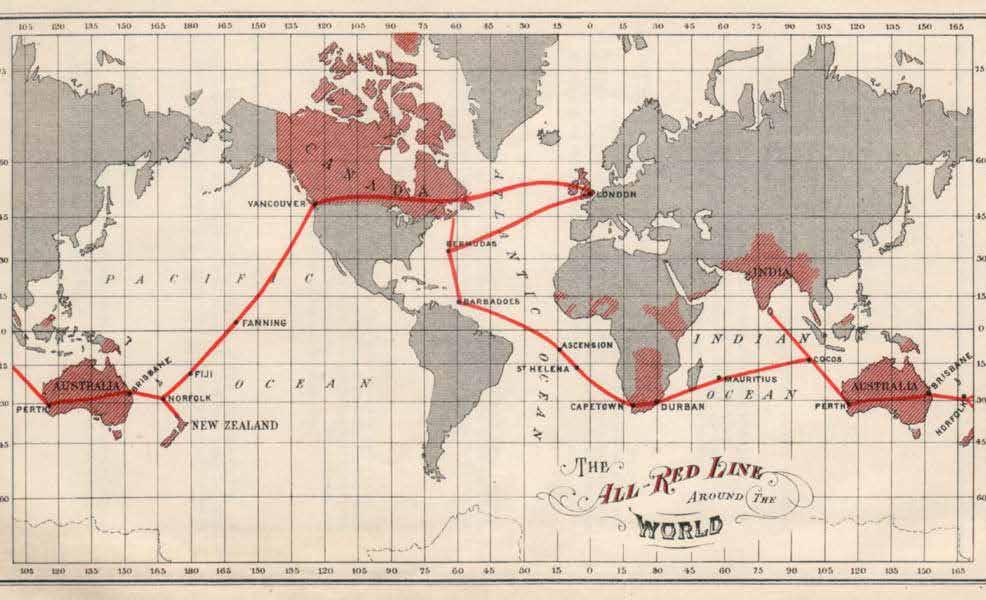 T H E P A C I F I C O C E A N 1902 British All Red Line map from