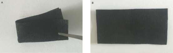 Figure S2. Optical images of folded and unfolded graphite/nonwovens films Figure S2.