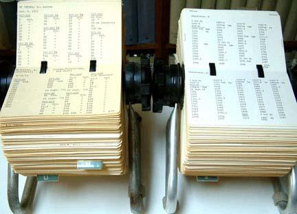 Figure 4. Fifty-five-year-old system of maintaining data. [These rollodex (plus many others) contain hundreds of thousands of typed records of sampling.