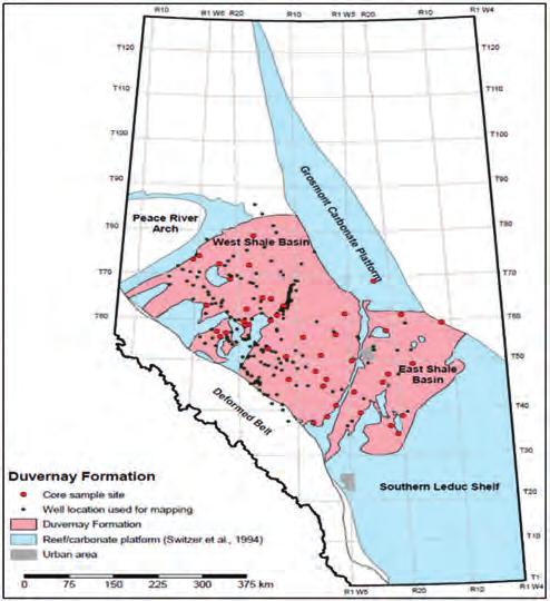 Figure 3 Workflow for identification of sweet spots in shale reservoir formations. Figure 4 Index map showing the Duvernay Formation in the province of Alberta (After Rokosh et al., 2012).