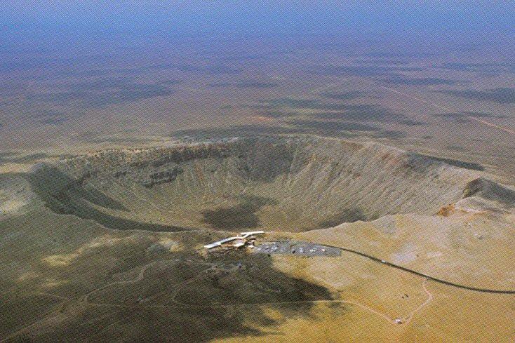 The last thing to create a large crater on Earth was the object that created Meteor Crater near Flagstaff, Arizona. This is about 1.2 km across, 170 metres deep.