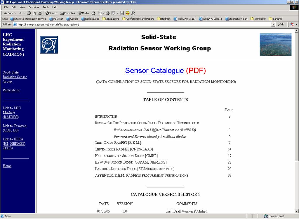 Sensor Catalogue http://lhc-expt-radmon.web.cern.