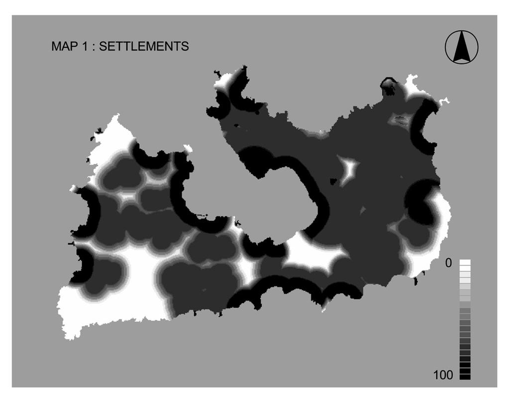Figure 5. Predictive map for settlements. Figure 8. Predictive map for special purpose sites compared with the results of the site survey.