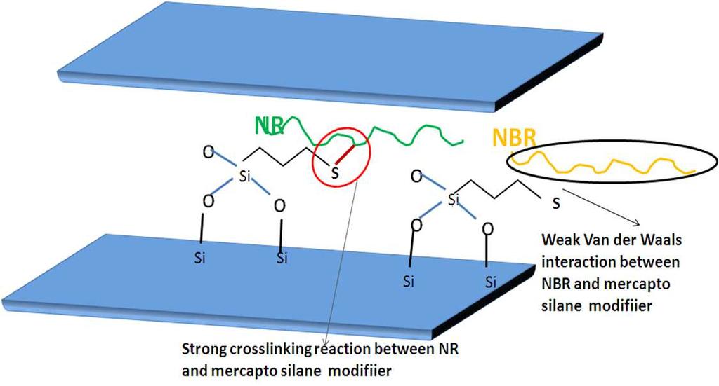 Stress Relaxation Behaviour.. 203 Figure. 6.3 The hypothesis of interaction between O2K and NR. The viscosity of the NR phase will increase as more number of O2K goes to this phase.
