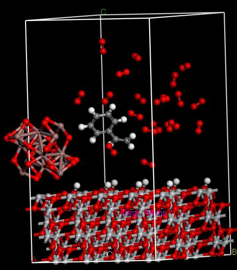 Fig. S5 (a) Geometry optimized structure showing adsorption of Styrene and oxygen (1
