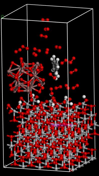 Fig. S4 (a) Geometry optimized structure showing adsorption of Styrene and oxygen (1