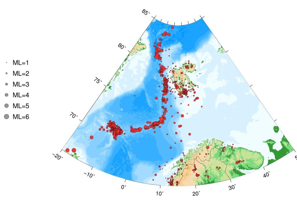5.2 Seismicity in the arctic area With the mainland stations on the Lofoten, in Tromsø and Hammerfest, the network on Jan Mayen, and stations on Bjørnøya, Hopen and Svalbard, the network detection