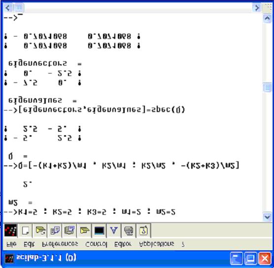 6 Figure 4: Screenshot of Scilab in use. 3. For the lab, however, you must find [A] for a three degrees-of-freedom system. This example is for the two degrees-of-freedom simulation.
