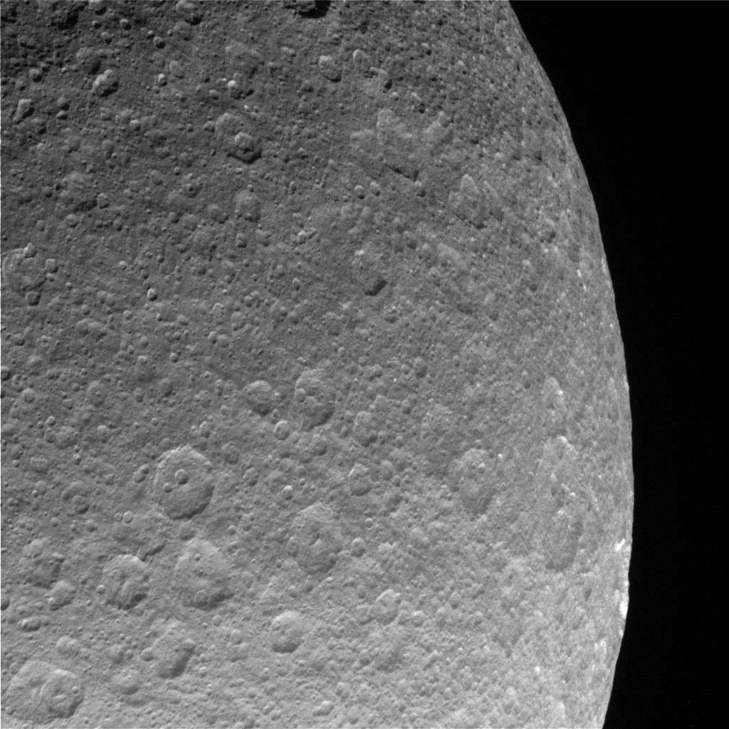 Last Rhea Flyby 9 March 2013 North polar regions Graben (extensional faulting)