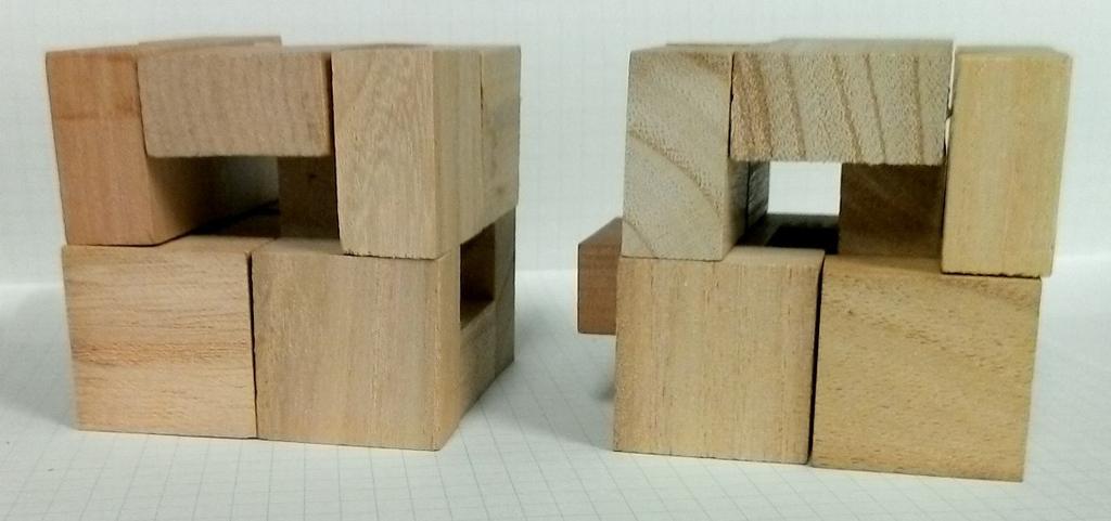 Fig. 9 A stable but not extendable packing of 2 2 1 pieces. If we place two copies of this packing side by side, then the piece No. 7 in the right box will slide to the left.