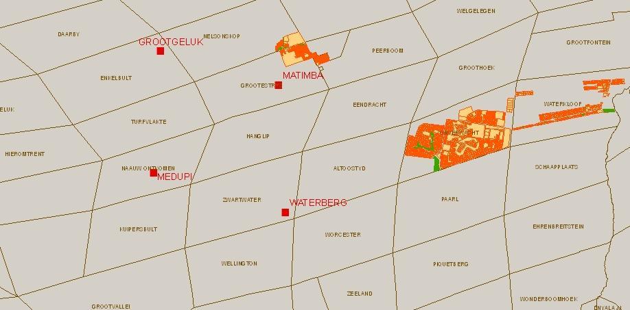 Cadastral (3 rd Parties) Land Parcels with referenced property index ( AfriGis and SG) Marapong Lephalale Farm name: Naauw
