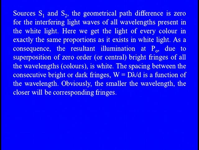(Refer Slide Time: 39:30) So, earlier in the Young's double-slit tunnel Biprism and double mirror experiments we have considered monochromatic light of single wavelength to