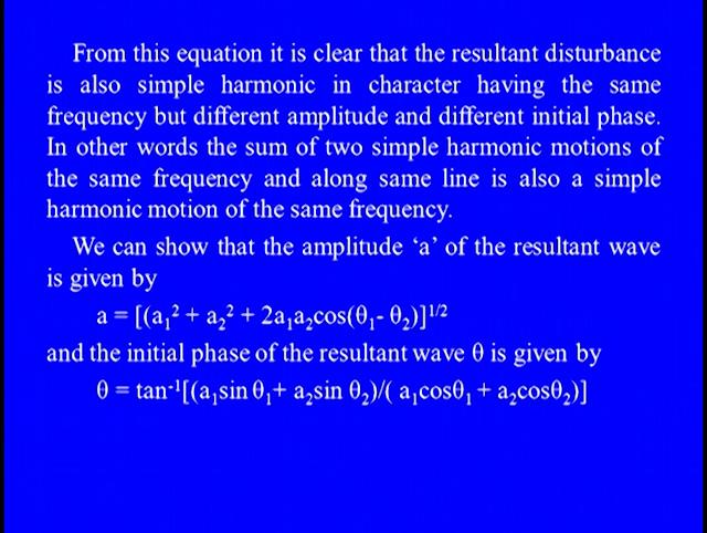 initial phases. Now, according to the superposition principle the resultant displacement x would be given by x1 + x2.