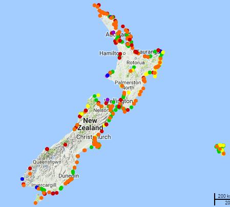 800 records of locations where tsunami have been recorded in New Zealand.