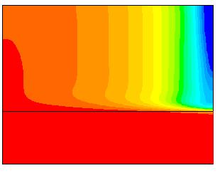 Figure 6c: The temperature distribution for Ste =1.0.