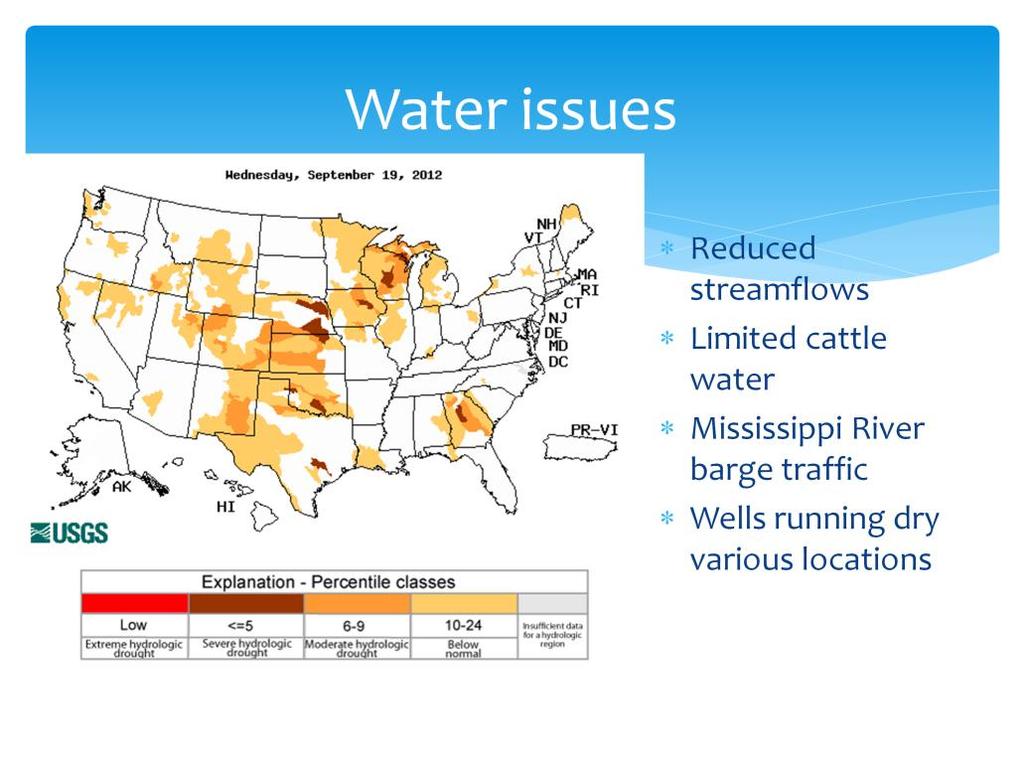 One piece of information we have not talked much about in the drought webinars has been the water issues, which have become varying and more prevalent over the course of the drought.