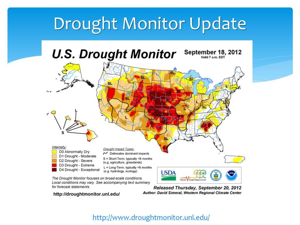 Combining all the previous discussion we get to the current situation on the US Drought Monitor from today. This map updates on Thursday mornings at 7 AM EDT.