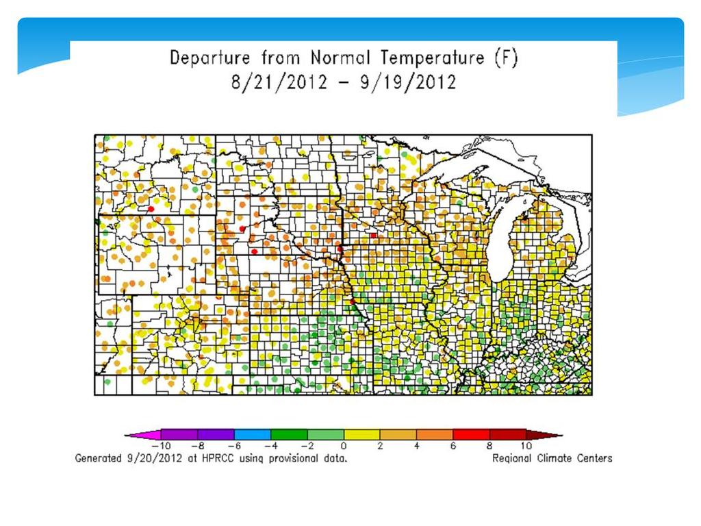 Temperatures over the last 30 days have been largely below average in the wetter locations.