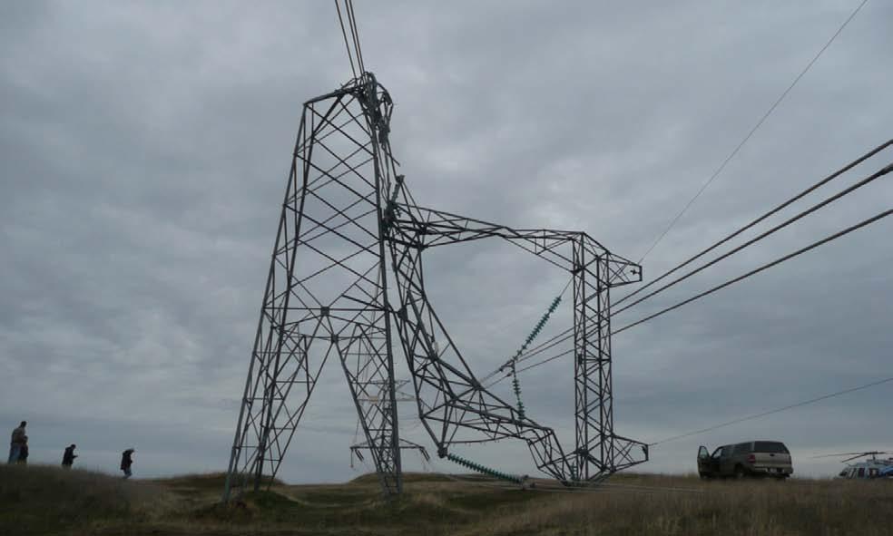 Figure 2. Collapsed 500 kv Transmission Tower due to High Wind, 2010 Fire California regularly suffers from forest fires.