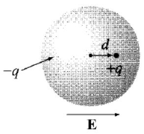 1 An atom consists of a point nucleus (+q) surrounded by a uniformly charged spherical cloud ( -q) of radius a. Calculate the atomic polarizability of such an atom.