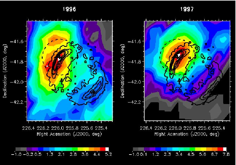 8 VHE Gamma-Ray Astronomy Fig. 4. Left: contour map of the statistical significance of the excess emission from SN 1006 as observed with the CANGAROO telescope in 1996.