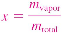 Saturated Liquid Vapor Mixture Quality, x : The ratio of the mass of vapor to the total mass of the mixture. Quality is between 0 and 1 0: sat. liquid, 1: sat. vapor. The properties of the saturated liquid are the same whether it exists alone or in a mixture with saturated vapor.