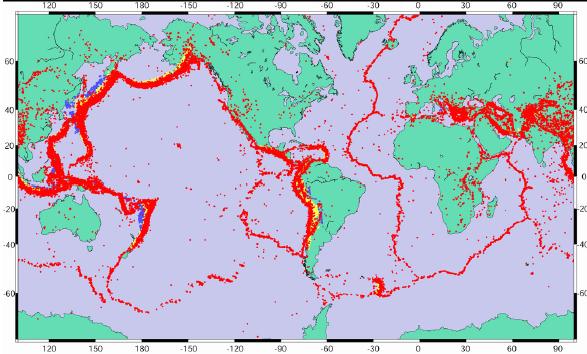 1963-2000 earthquakes concentrated pattern rather