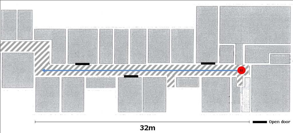 Figure 3: Energy time decays at 16m from the source for different values of α (top) and β (bottom) in a 40m long corridor with the source position at 1m and