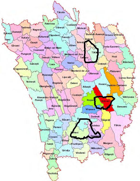 ro RESULTS Documentary and field study to identify three representative perimeters: Baltati (8,449.6ha), Banca (12,975.2ha), Vutcani (6,943.