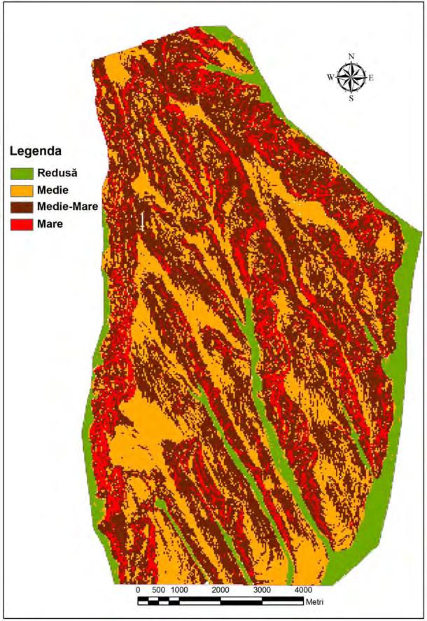 Map of average landslide hazard factor Km of "Baltati" perimeter, scale