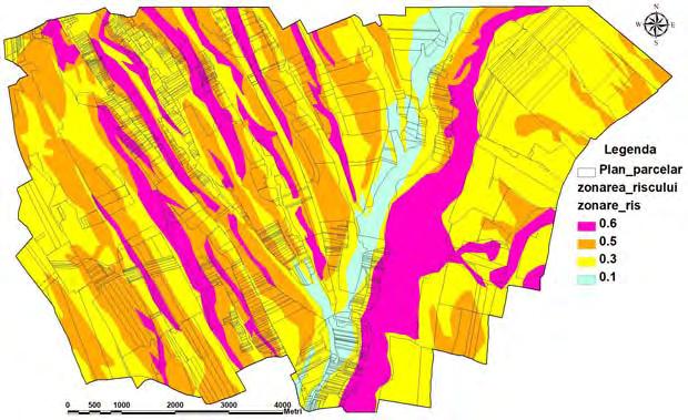 Map of homogeneous areas of landslide risk of Vutcani" perimeter, scale
