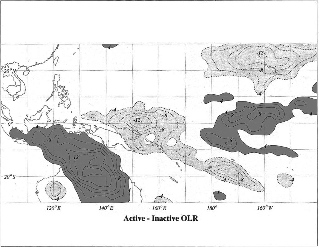 1820 MONTHLY WEATHER REVIEW VOLUME 132 FIG. 7. Composite OLR differences between active and inactive subtropical cyclogenesis periods.