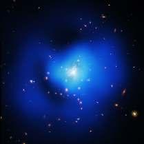 superimposed on a Hubble Space Telescope image in visible light (in blue).
