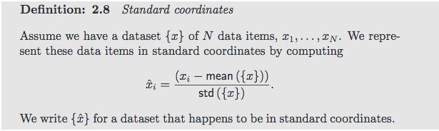 Standard coordinates Recipe for