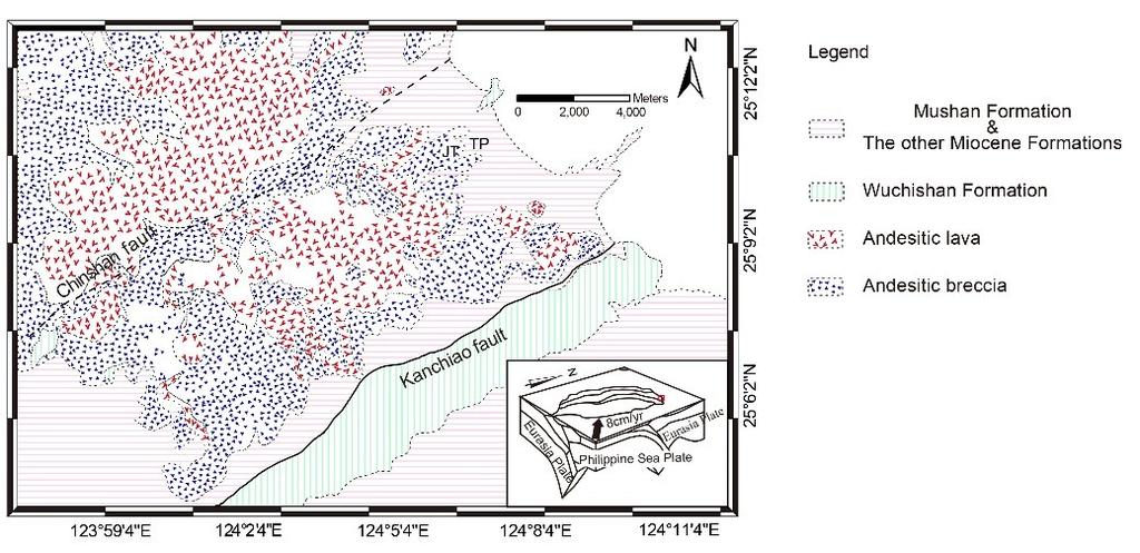 Figure 1: Schematic geological map in the Tatun Volcano Group (modified from Huang, 1998). 3. RESULTS AND DISCUSSION 3.