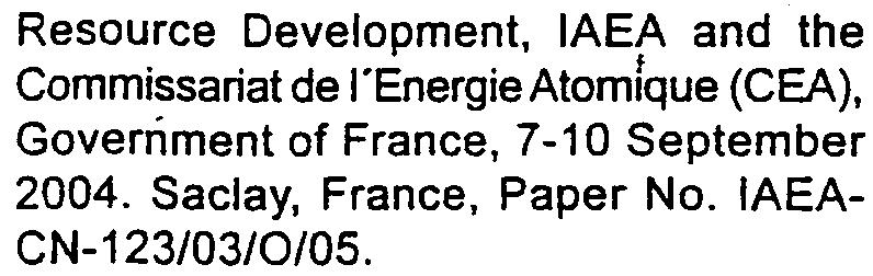 Resource Development, IAEA and the Commissariat de l'energieatomfque (CEA), Government of France,