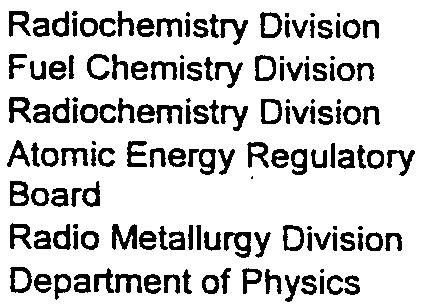 Radiochemistry Division Atomic Energy Regulatory Board Radio Metallurgy Division Department of Physics Fuel